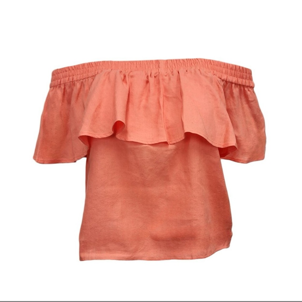 Hoodlamb hemp Off-Shoulder Coral Top